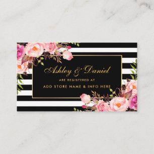 Wedding Pink Blush Gold Black Registry Insert Kaar Informatiekaartje