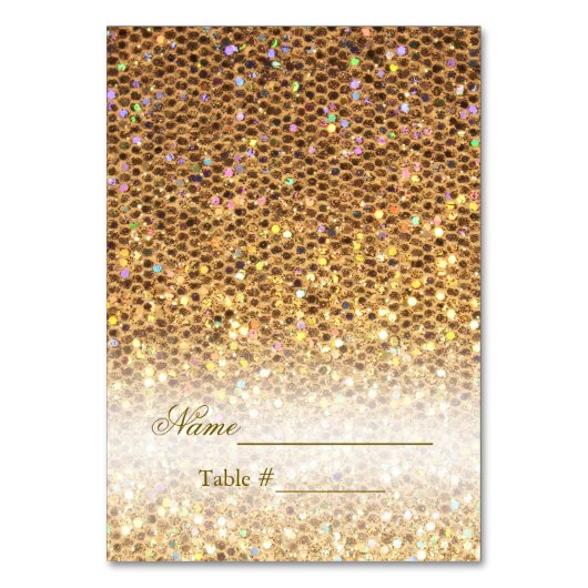 Wedding Place Card Gold Glam Kaart (Voorkant)