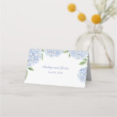Wedding Place Cards, Blue Hydrangea Border Classic (Achterkant)