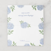 Wedding Place Cards, Blue Hydrangea Border Classic (Buitenkant ongevouwen)