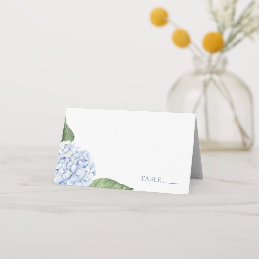 Wedding Place Cards, Blue Hydrangea Classic Escort (Voorkant)
