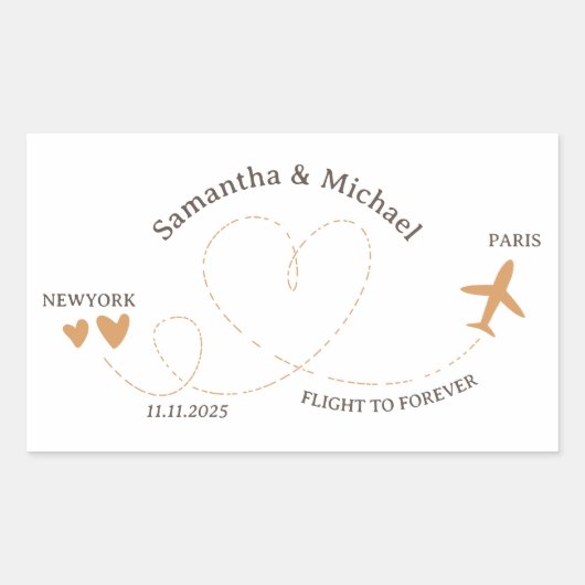 Wedding Plane Flight Travel Lover Rechthoekige Sticker (Voorkant)