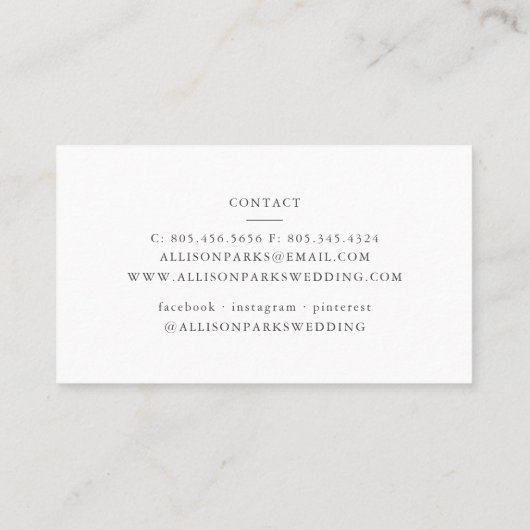 Wedding planner / Autre Carte de visite (Dos)