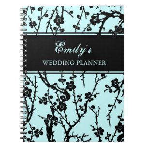 Wedding Planner Black en Turquoise Floral-laptop Notitieboek