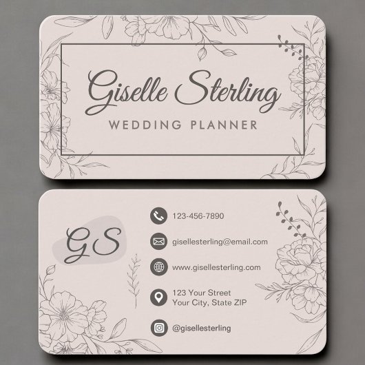 Wedding Planner Blush Pink Floral Visitekaartje