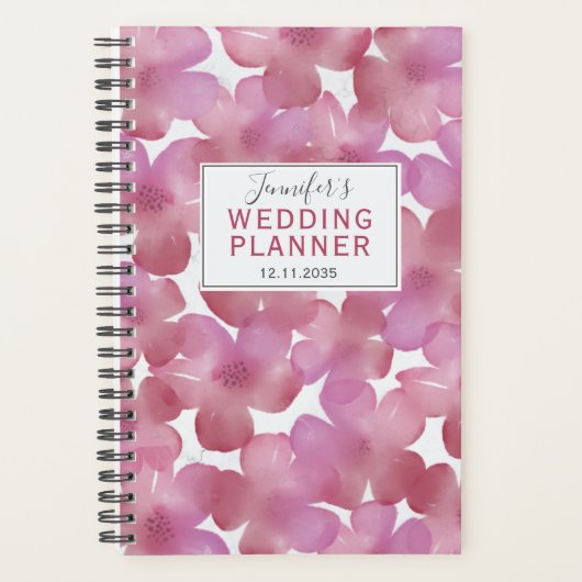 Wedding planner Boho rose et rouge à motifs florau (Devant)