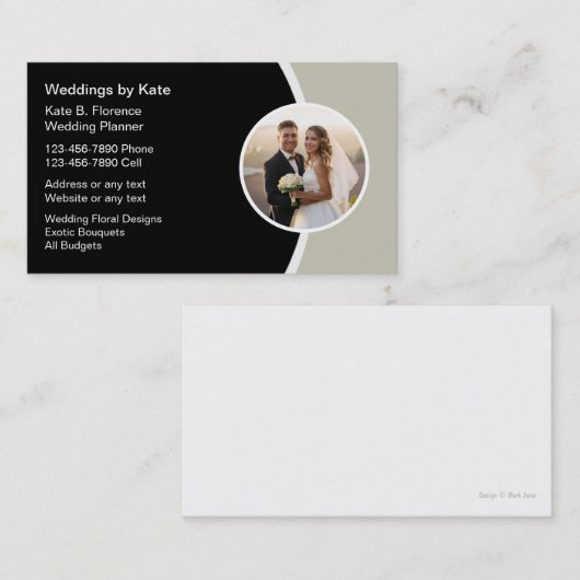 Wedding planner Carte de visite moderne (Devant / Derrière)