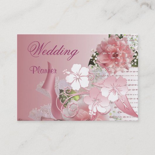 Wedding planner carte de visite rose (Devant)