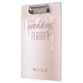 Wedding Planner Chic Girly Pink Glitter Naam Klembord (Links)