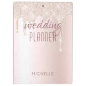 Wedding Planner Chic Girly Pink Glitter Naam Klembord (Achterkant)