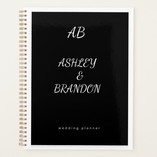 Wedding Planner Cover Black  Personalized Noteboo (Devant)