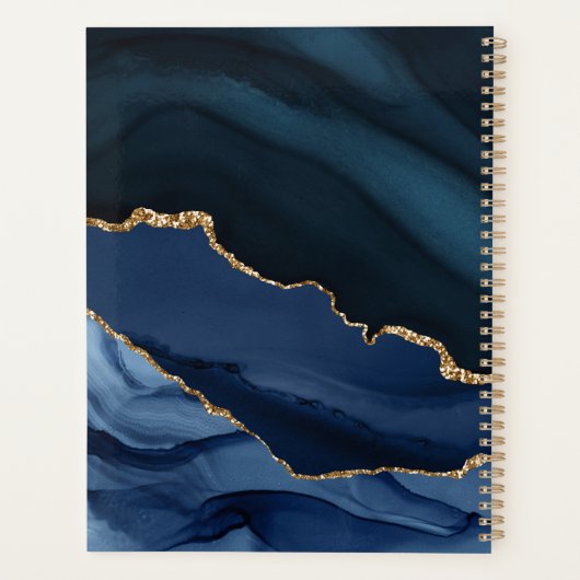 Wedding planner d'âge marbré bleu marine (Dos)