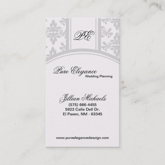 Wedding planner Damask Filigree Carte de visite (Devant)