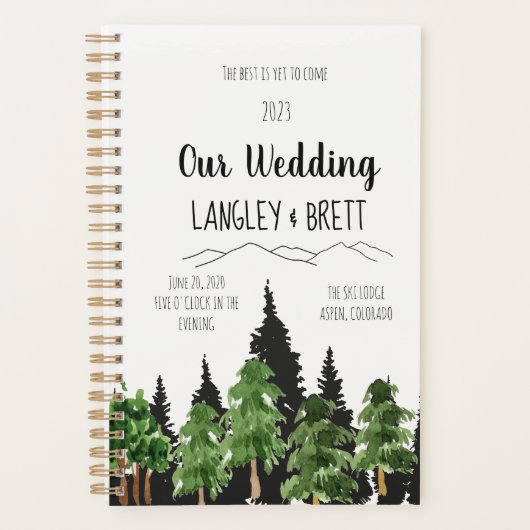 Wedding planner d'aquarelle de forêt rustique (Devant)