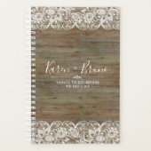 Wedding planner de dentelle rustique en bois blanc (Devant)