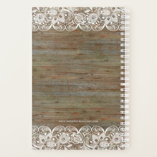Wedding planner de dentelle rustique en bois blanc (Dos)