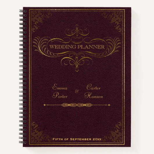 Wedding planner de livre en cuir vintage (Devant)