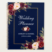 Wedding planner d'or bleu floral de Bourgogne (Devant)