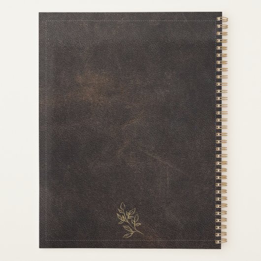 Wedding planner esthétique en cuir élégant doré (Dos)