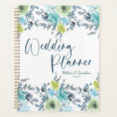 Wedding planner floral bleu clair jaune vert (Devant)