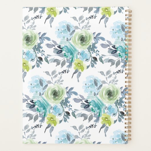 Wedding planner floral bleu clair jaune vert (Dos)