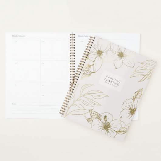 Wedding planner floral d'art à la ligne d'or (Devant avec enveloppe)