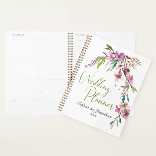 Wedding planner floral en fleurs de cerisier rose (Devant avec enveloppe)