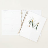 Wedding planner Monogramme M Élégante verdure (Devant avec enveloppe)