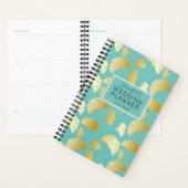 Wedding planner Motif de Ginkgo Turquoise moderne (Devant avec enveloppe)