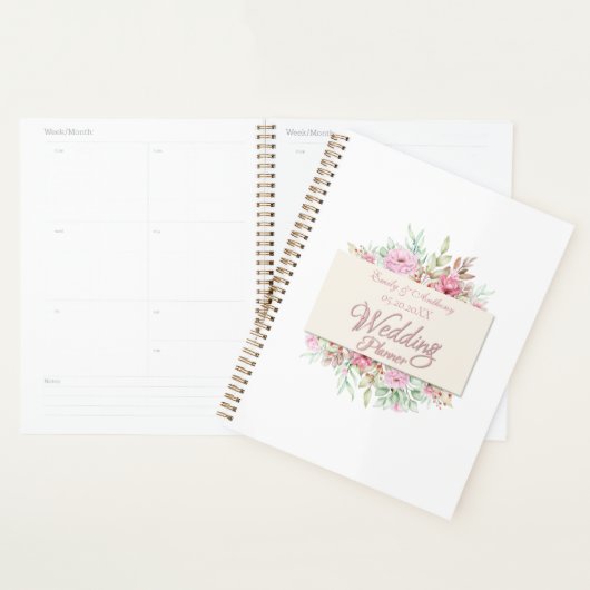 Wedding planner personnalisé, Romantique floral (Devant avec enveloppe)