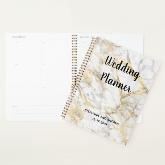 Wedding planner personnalisé tendance en marbre do (Devant avec enveloppe)