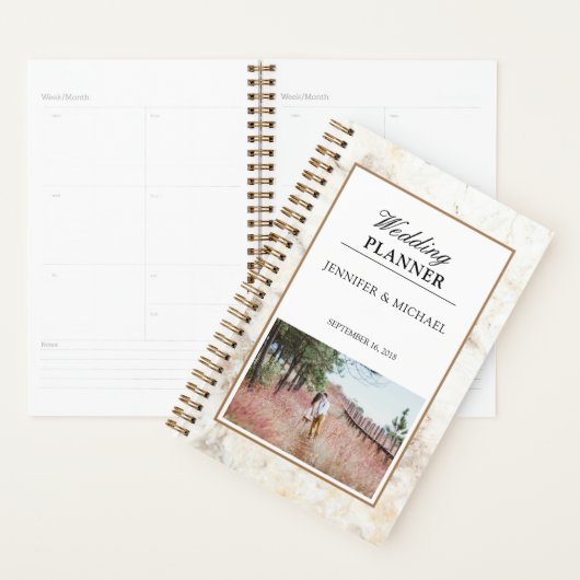 Wedding planner photo élégant en marbre blanc (Devant avec enveloppe)