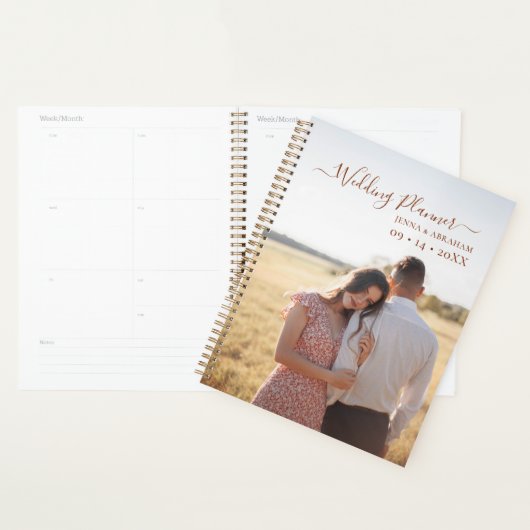 Wedding planner photo minimal en terre cuite Scrip (Devant avec enveloppe)