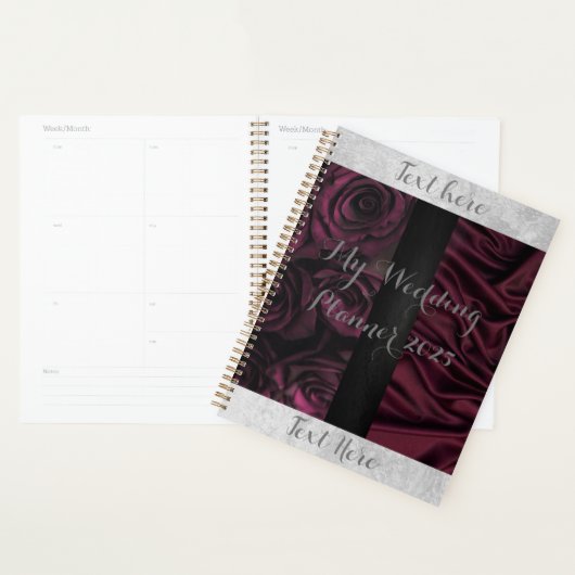 Wedding planner Rose Maroon Et Noir (Devant avec enveloppe)