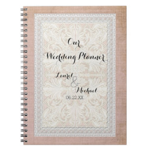 Wedding Planner Rustic Lace w Aged  Linen Notitieboek
