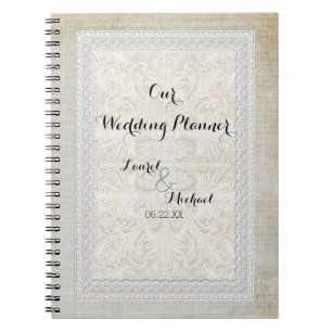 Wedding Planner Rustic Lace w Aged Linen Notitieboek