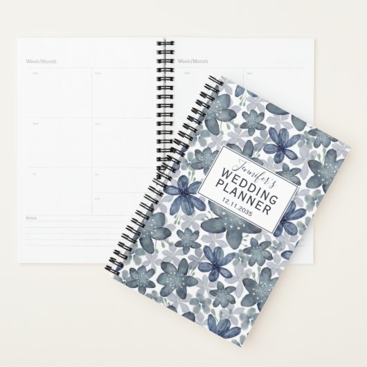 Wedding planner Rustique Dusty Blue Floral (Devant avec enveloppe)