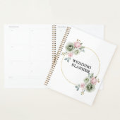 Wedding planner Sage Vert & Fleurs Roses (Devant avec enveloppe)