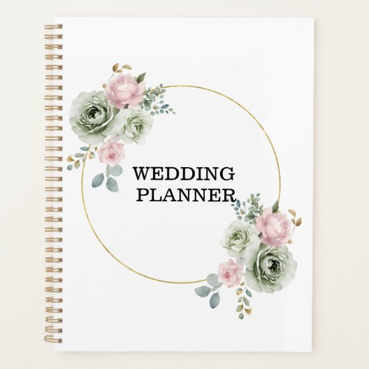 Wedding planner Sage Vert & Fleurs Roses (Devant)