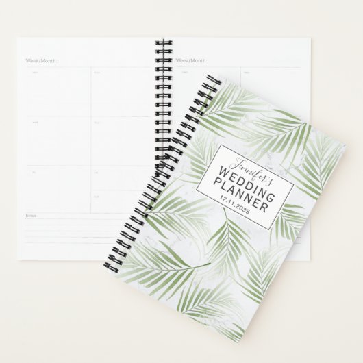 Wedding planner vert Sage Foliage Tropical (Devant avec enveloppe)