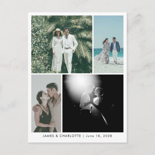 Wedding Postcard Guestbook Custom 4 Photo Template Briefkaart (Voorkant)