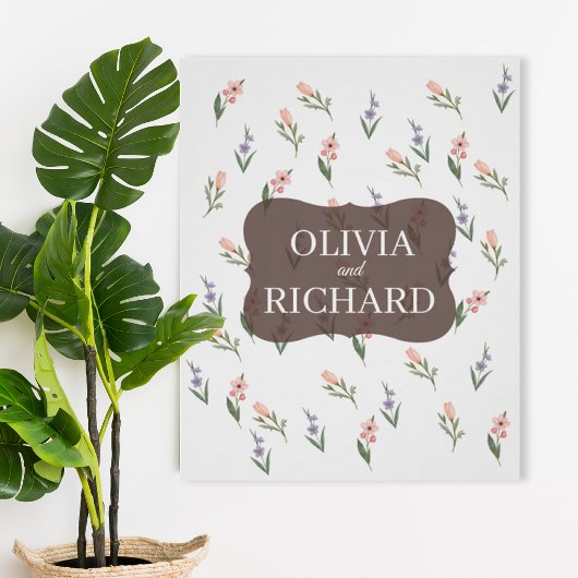Wedding Poster with Romantic Botanical Pattern Perfect Poster