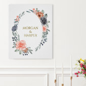 Wedding Poster With Soft Peach & Blue Flowers