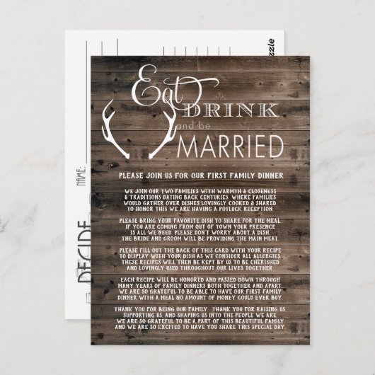 Wedding Potluck Request Kaarten (Voorkant / Achterkant)