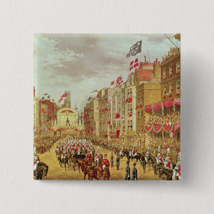Wedding Procession of Edward, Prince of Wales Vierkante Button 5,1 Cm