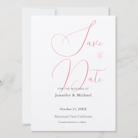 Wedding Professionele Minimalistische Plain Modern Save The Date (Voorkant)