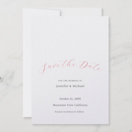 Wedding Professionele Minimalistische Plain Modern Save The Date (Voorkant)