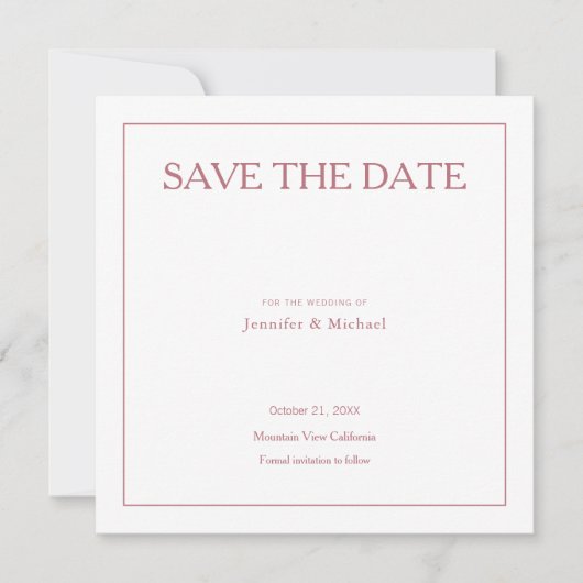 Wedding Professionele Minimalistische Roos Gouden  Save The Date (Voorkant)