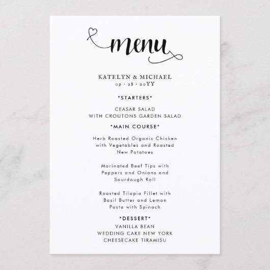 Wedding Program and Wedding Menu (Devant)