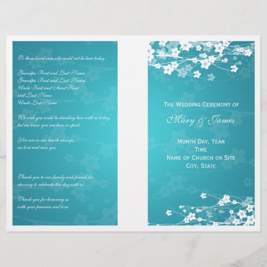 Wedding Program Cherry Blossom Blue (Voorkant)